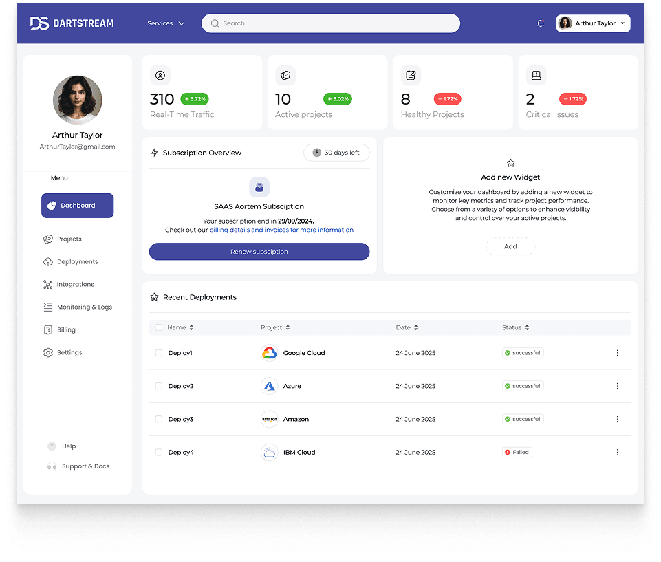 DartStream Dashboard